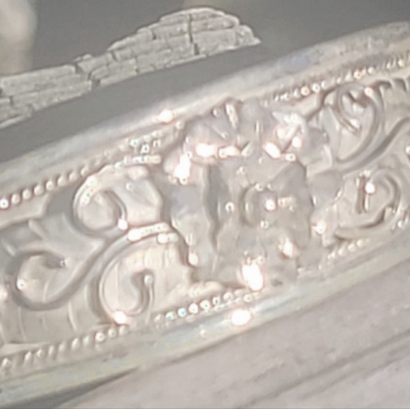 Sterling Silver Floral Cuff Bracelet 925 fits 6 5/8" Wrist - Picture 6 of 8